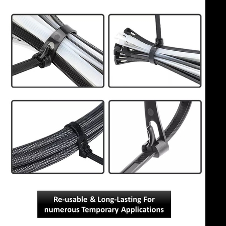 Kable Kontrol Kable Kontrol® Releasable Reusable Zip Ties - 14" Long - 50 Lbs Tensile Strength - 100 pack - UV Black CTR1400BLK